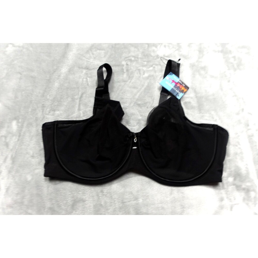 Curvy‎ Couture 38G Black Sheer Mesh Cull Coverage Bra NWT